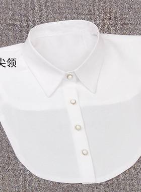 尖领圆领白色衬衣雪纺春秋冬季女