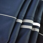 一杠白边秋双 男女学生校服灰条长裤 高中生反光条校裤 深蓝色运动裤