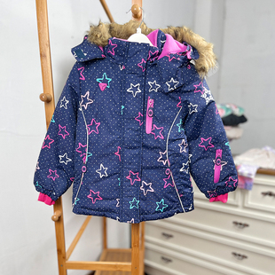 欧美儿童滑雪服棉袄棉衣连帽女童冬季 K553 134码 104 外贸 童装