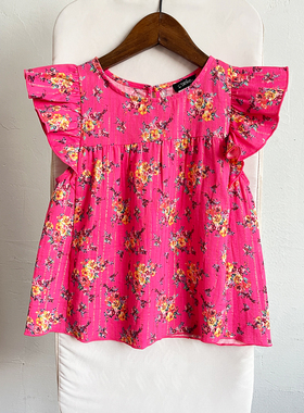 瑕疵H665-TK54TK47童装120-160码欧美儿童纯棉上衣夏季飞飞袖外贸