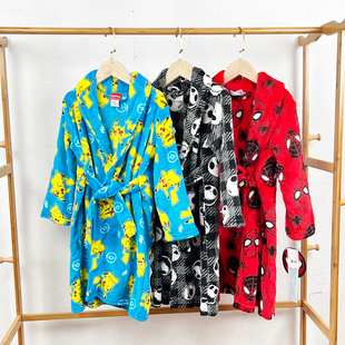 瑕疵E906童装110-150码欧美儿童珊瑚绒睡衣睡袍家居袍男女童外贸