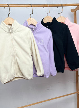 K666-D6 童装110-160码儿童摇粒绒拉链衫男女童校服神器立领休闲