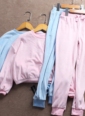 瑕疵 F252-R6 童装 120-160码 欧美儿童绒睡衣睡裤家居服春秋外贸