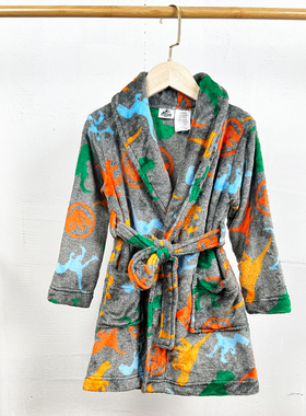 瑕疵J384-22童装105-140码欧美儿童珊瑚绒睡衣睡袍家居袍卡通外贸