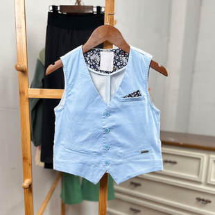 170码 130 国内儿童纯棉背心马甲男女童休闲条纹 L2童装 瑕疵K503