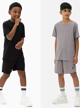 K414-Y 童装128-170码 欧美儿童速干短袖T恤男女童运动裤夏季外贸