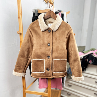 152码 110 欧美儿童加绒外套女童羊羔绒春秋休闲外贸 童装 K590