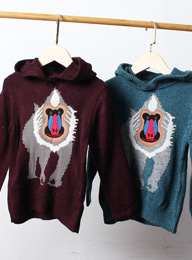 清仓 J200-G3童装110-160码 儿童毛衣长袖针织衫连帽套头打底衫