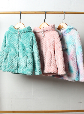 清仓J711-P3童装 90-150码欧美儿童珊瑚绒连帽外套拉链衫春秋外贸