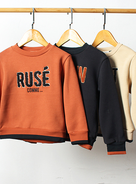 E739-G6童装110-140码欧美儿童加绒卫衣春秋长袖打底衫男女外贸