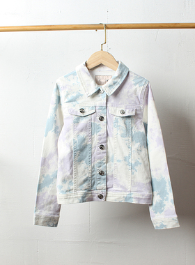 H104-P1童装80-164码欧美单儿童牛仔外套春秋款女童休闲迷彩外贸