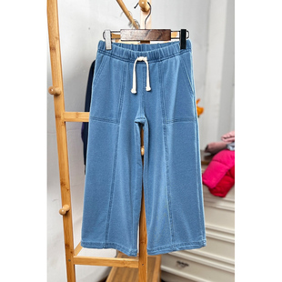 瑕疵K635 童装110-165码欧美儿童小毛圈长裤重水洗阔腿裤女童外贸