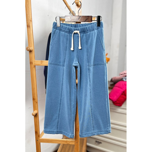 儿童小毛圈长裤重水洗阔腿裤女童