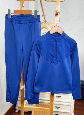 瑕疵K428童装128-170码欧美儿童加绒速干立领卫衣男女运动裤外贸