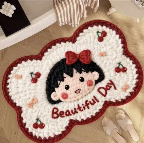 樱桃小丸子卡通可爱吸水地垫床边家用硅藻厨房入户阳台卧室地毯