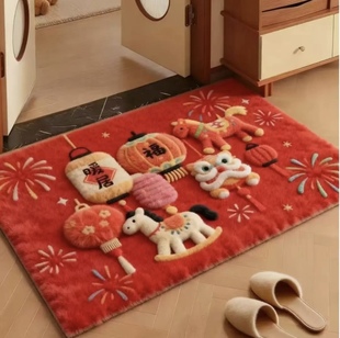 毛线风凯蒂kt卡通可爱吸水地垫床边家用硅藻厨房入户卧室地毯