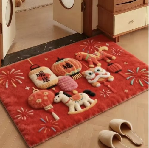毛线风凯蒂kt卡通可爱吸水地垫床边家用硅藻厨房入户卧室地毯