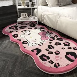 仿羊绒加厚地毯卡通毛绒床边毯可爱少女卧室脚垫凯蒂猫粉色飘窗kt
