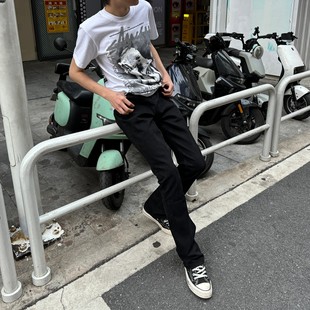 欧美stuido517黑色牛仔裤男修身长裤原牛通勤百搭男裤cleanfit潮