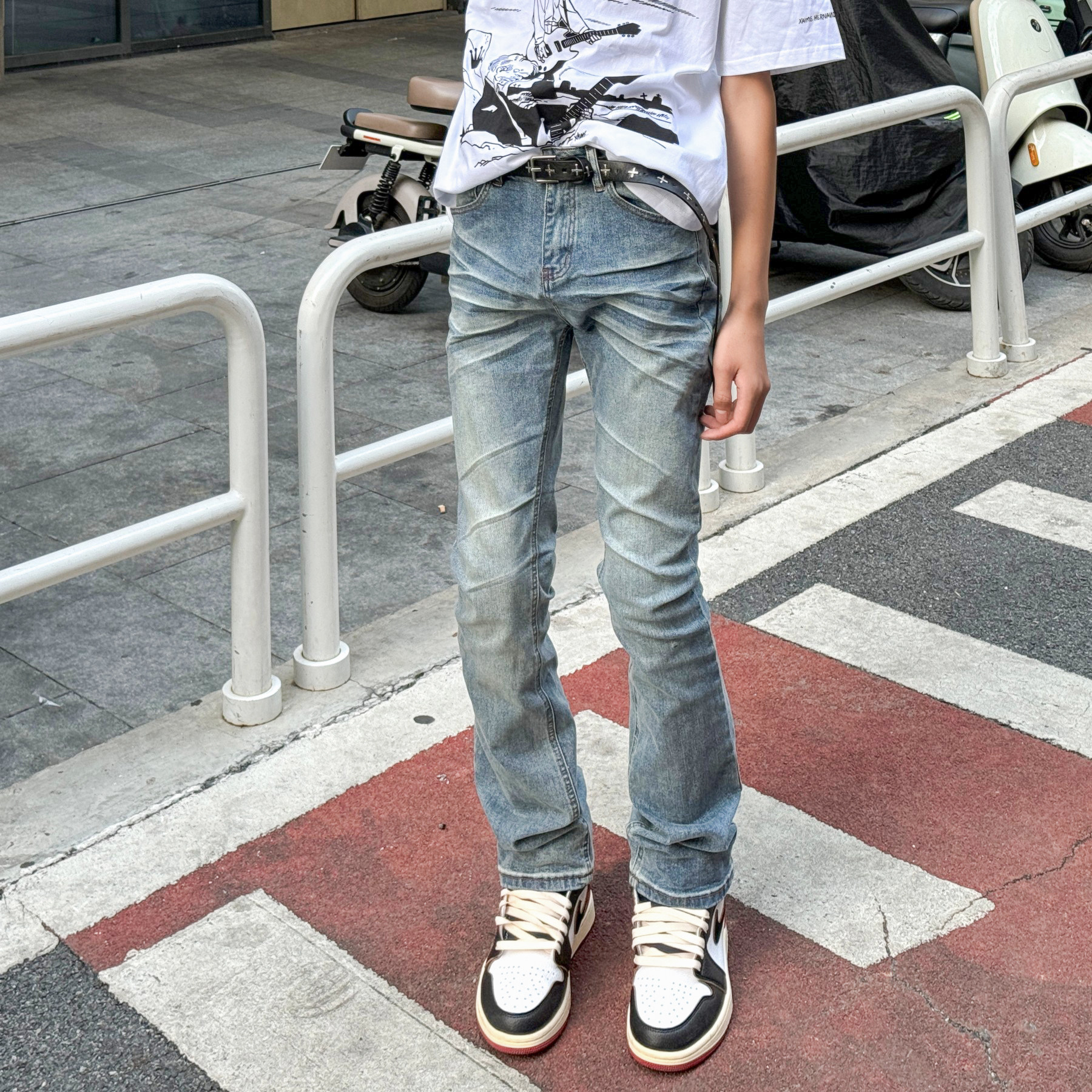 美式高街vibe风重磅水洗冰蓝vintage517质感微喇弹力修身牛仔裤男,男装,牛仔裤,淘宝优惠券,粉丝福利购,淘宝优惠卷