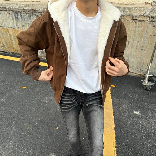 冬季青少年连帽宽松保暖棉衣男
