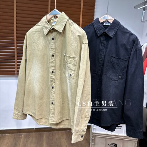 质感巴恩风！水洗磨白！秋季男士美式复古全棉宽松休闲衬衫外套潮