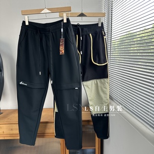 工厂捡漏~男女同款!黑金沸腾护膝男装冬季松紧腰加绒保暖防风裤