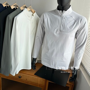 户外袅平替~口袋压胶秋冬百搭高弹舒适情侣半拉链加绒卫衣打底衫