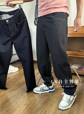 大厂订单！内里磨毛亲肤！秋冬男士外贸半松紧腰休闲加厚牛仔裤