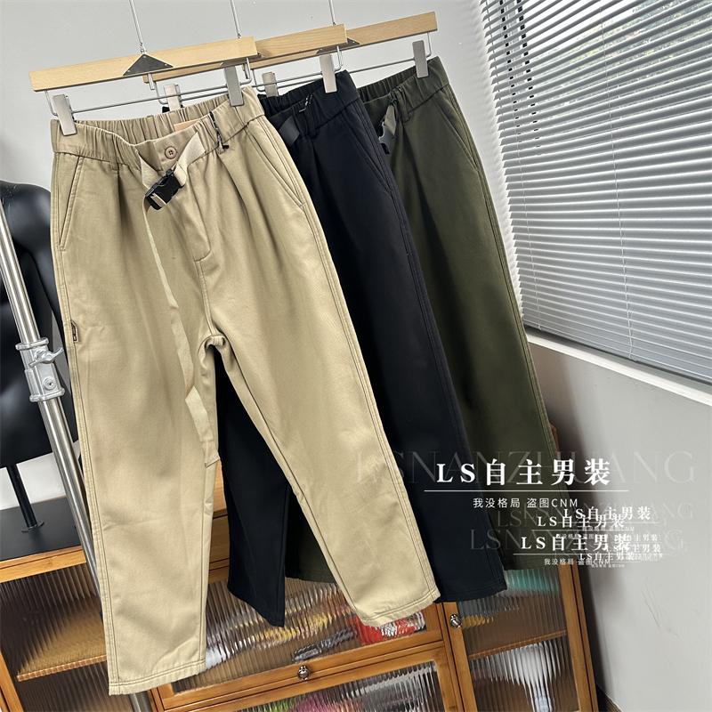 设计师款！加绒加厚！保暖有型！秋冬卡扣松紧腰直筒工装休闲裤男
