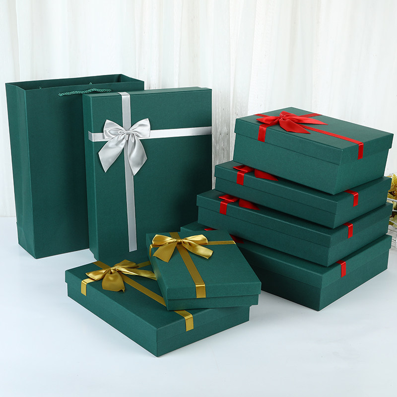 礼物盒长方形空盒墨绿色礼品盒装衣服围巾书籍包装盒生日礼盒定制