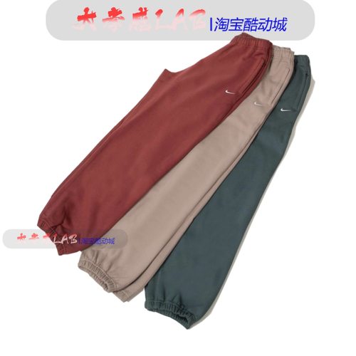 NikeLAB纯色刺绣加绒加厚长裤