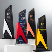 金属新款 奖杯金银铜五角星高档创意定制年会优秀员工颁奖水晶奖牌