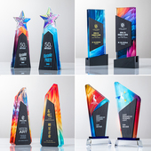 火山岩创意水晶奖杯定制比赛颁奖高档奖牌年会纪念奖座刻字定做