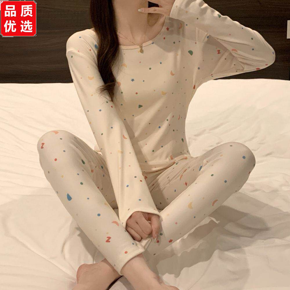 保暖内衣女秋衣秋裤套装女修身德绒新款休闲秋衣秋冬柔软套装女士