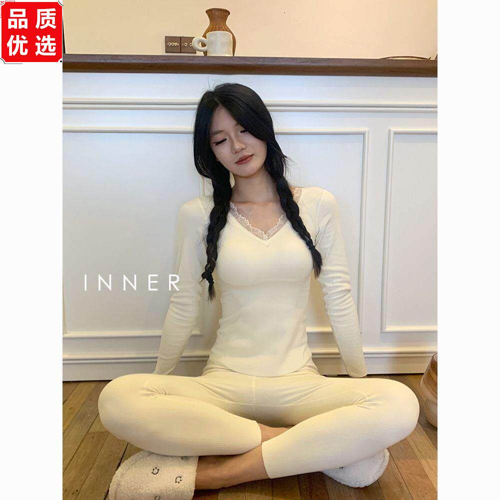 蕾丝V领带胸垫加绒加厚羊