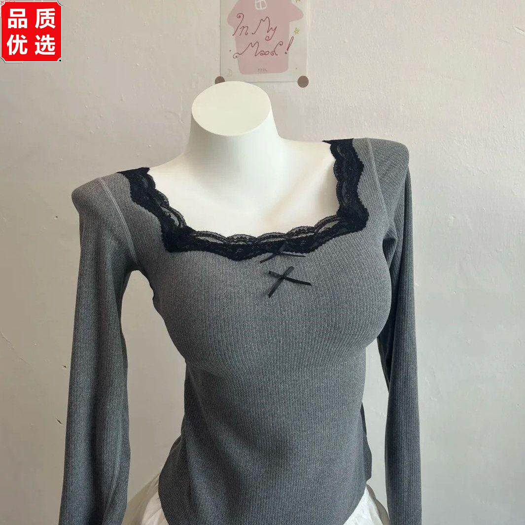 蕾丝蝴蝶结保暖内衣女带