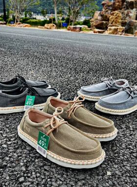 外m跟单。春夏麻料软底一脚蹬低帮舒适轻便休闲鞋男士d764