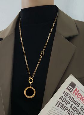 钛钢女百搭毛衣链项链