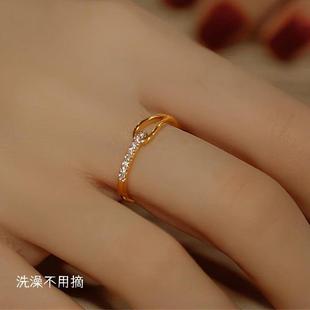 【钛钢不掉色】鲁伯特之泪爱之符号镶嵌锆石镂空水滴环扣情侣戒指