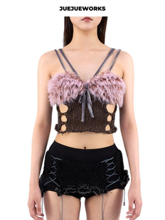 纯手工毛线针织上衣 JUEJUEWORKS小螳螂吊带背心修身 特价 8折