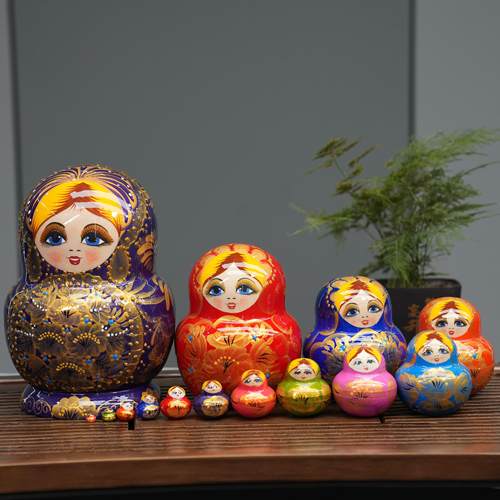 俄罗斯套娃大15层烤漆纯手工制作实木椴木工艺摆件旅游纪念品礼物