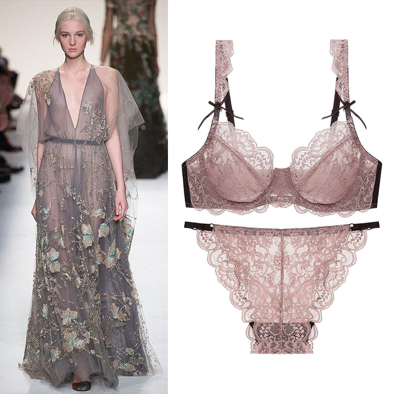 新款内衣超薄透明调整诱惑情趣文胸套装性感聚拢蕾丝少女内衣夏