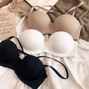软钢圈无痕光面内衣小胸聚拢半杯上托显大收副乳防下垂文胸罩薄款