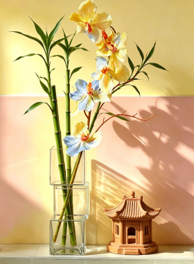创意玻璃花瓶ins插花错位水培富贵竹玻璃花瓶办公家用桌面摆件