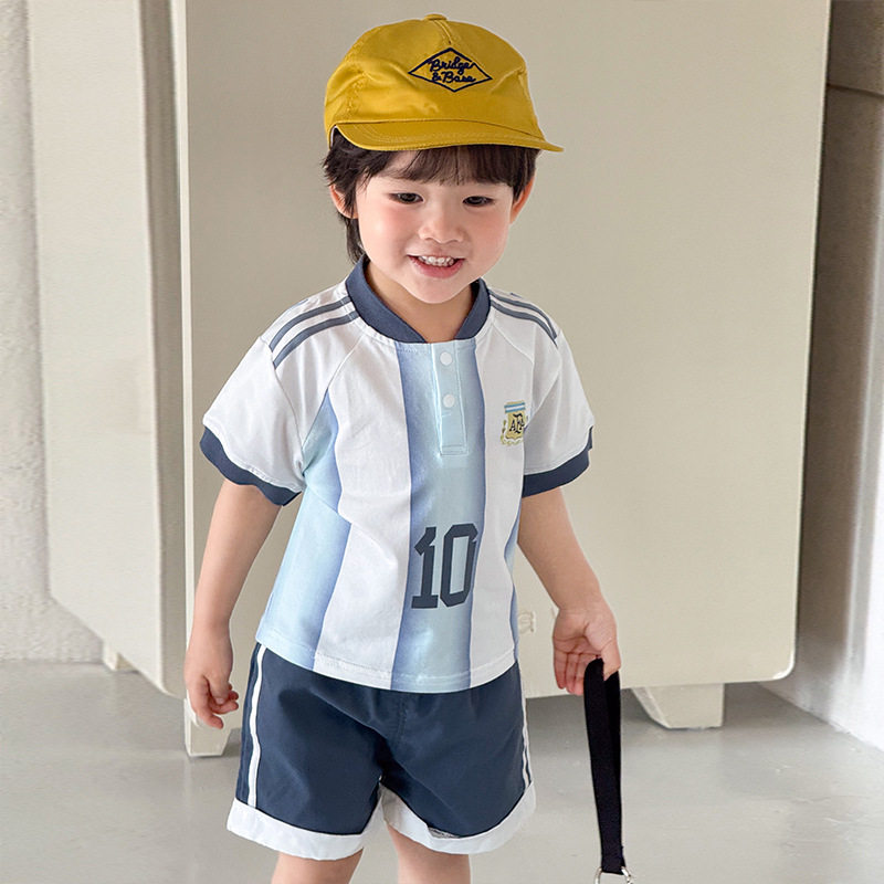 新款婴幼儿足球服套装阿根廷梅西足球服