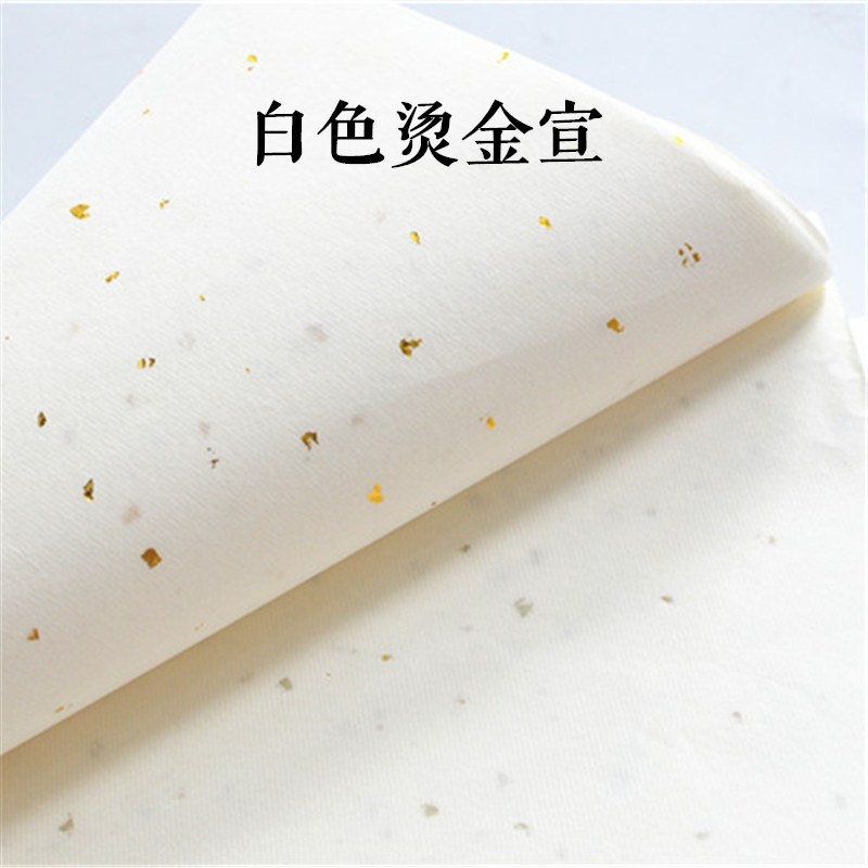 宣纸六尺四尺对开撒金烫金毛笔书法专用作品纸半生半熟宣纸批发
