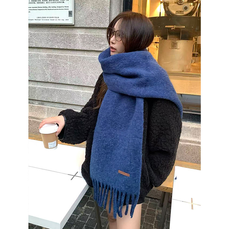 清冷深海蓝！韩版纯色羊毛混纺围巾女冬马海毛毛绒保暖氛围感围脖,服饰配件/皮带/帽子/围巾,围巾/丝巾/披肩,淘宝优惠券,粉丝福利购,淘宝优惠卷