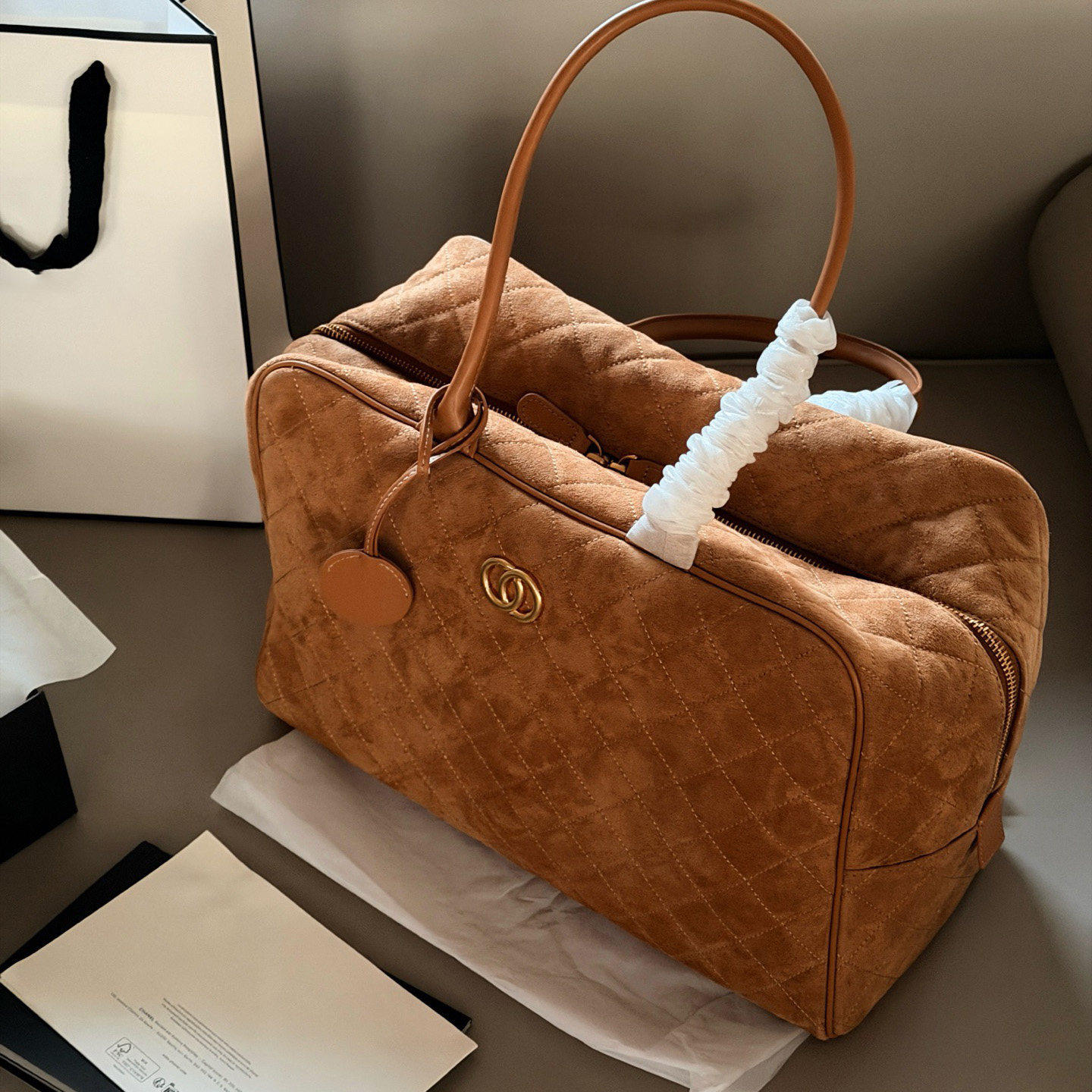 2026年新款公文包保龄球包慵懒风托特包时尚高级感轻奢女包麂皮绒,箱包皮具/热销女包/男包,通用款女包,淘宝优惠券,粉丝福利购,淘宝优惠卷