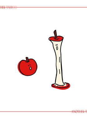 AnOther Tattoo红色苹果可爱纹身贴买一送一防水